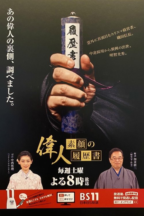 The title 偉人・素顔の履歴書 can be translated to Albanian as Heronjtë - Biografia e Vërtetë poster