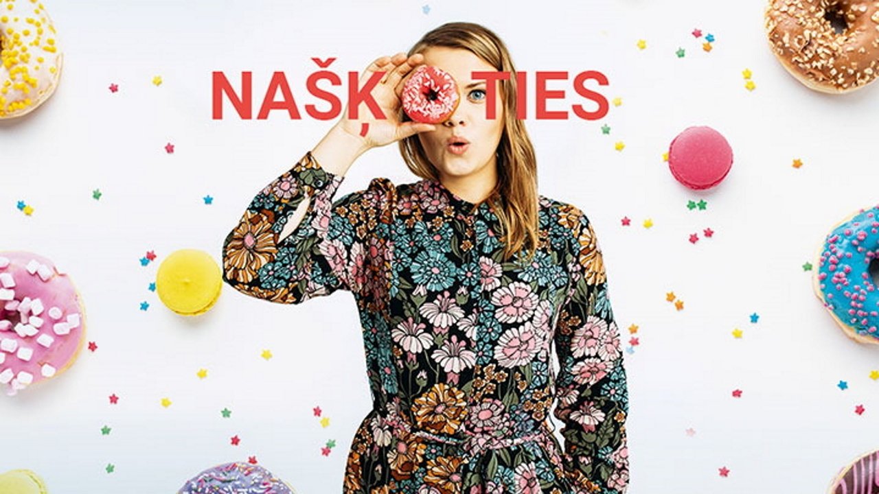 Našķoties. Since it appears to be a proper name, it remains unchanged backdrop