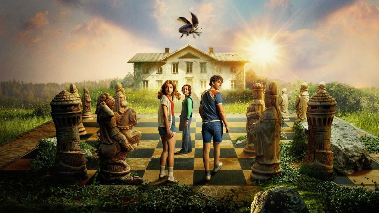 Flutura e Skarabeut në Perëndim të Diellit backdrop