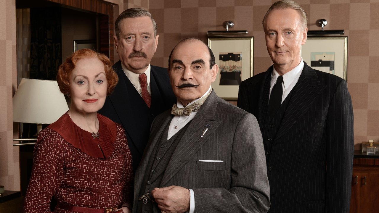 Poirot i Agatha Christie backdrop
