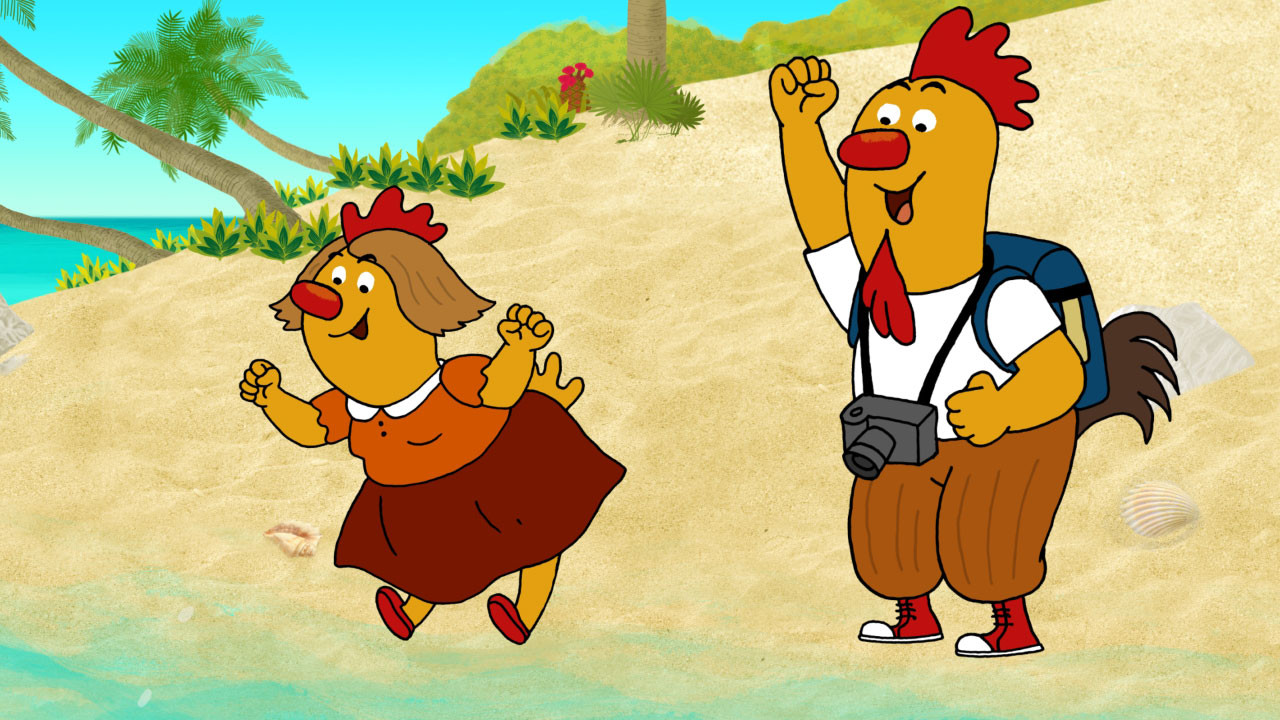 Kokoškovi në rrugë backdrop